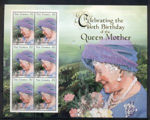 Gambia 2000 Queen Mother 100th Birthday MS MUH