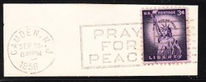 US cancel - Slogan - Camden NJ - Pray for Peace  - 1956