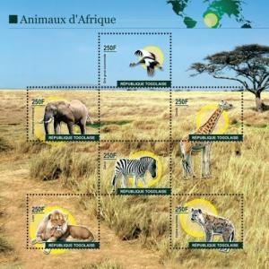 Togo 2010 - Animals of Africa - Sheet of 6v - MNH