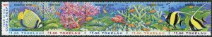 Tokelau 247-251a strip, MNH. Michel 253-257.  Year of the Coral Reef, 1997.