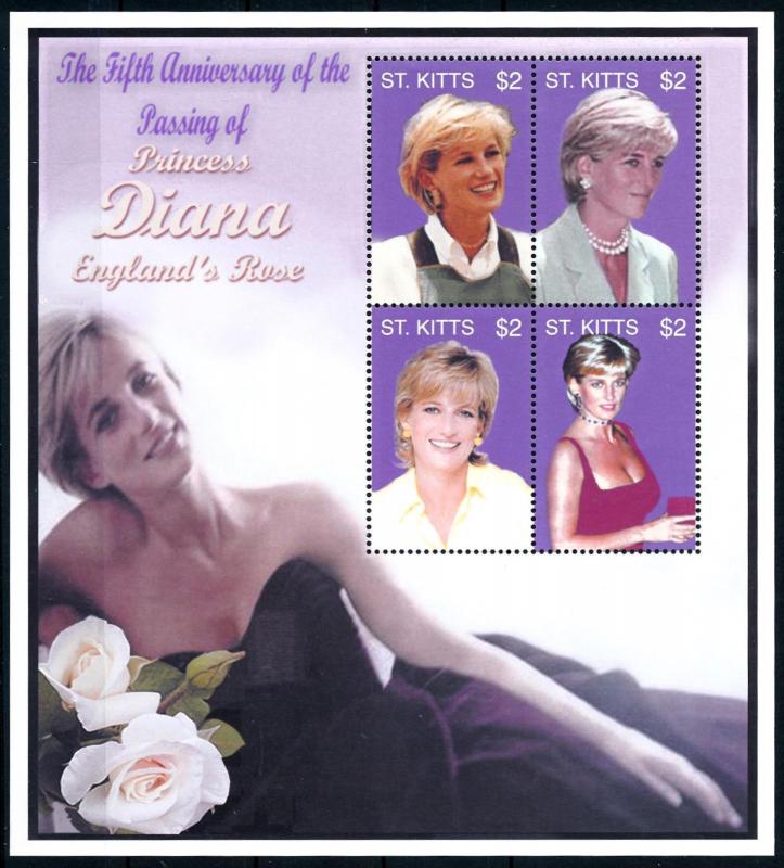 [91865] St. Kitts 2002 Royalty Princess Diana Sheet MNH
