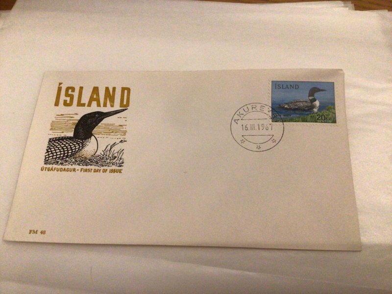 Iceland 1967 Great Northern Diver first day cover Ref 60435