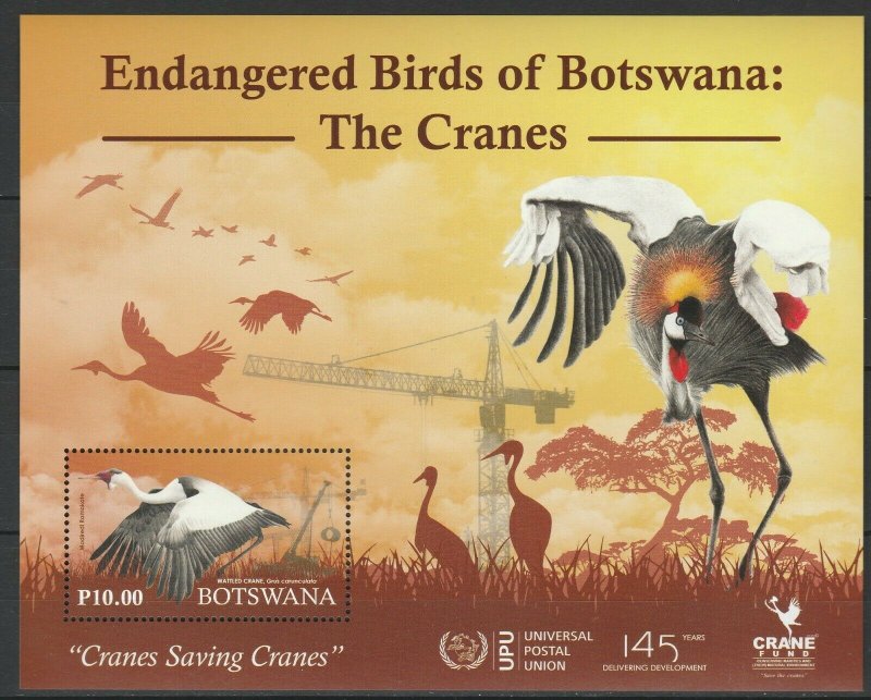 Botswana 2019 Birds Cranes MNH Block