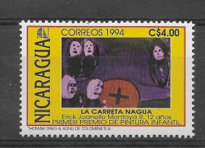 NICARAGUA 1994 ART PAINTING LA CARRETA NAGUA CHILDREN DRAWING CONTEST MINT NH