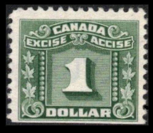 CANADA REVENUE 1934 VINTAGE SCARCE $1 GREEN #FX83 EXCISE TAX FIN USED