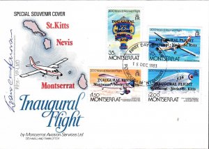 Montsarrat-Nevis-St. Kitts Pilot Signed FDC/First Flight Special Souvenir Cover