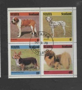 STAFFA 1978 DOGS BLOCK OF 4 MINT VF NH O.G CTO (ST6)