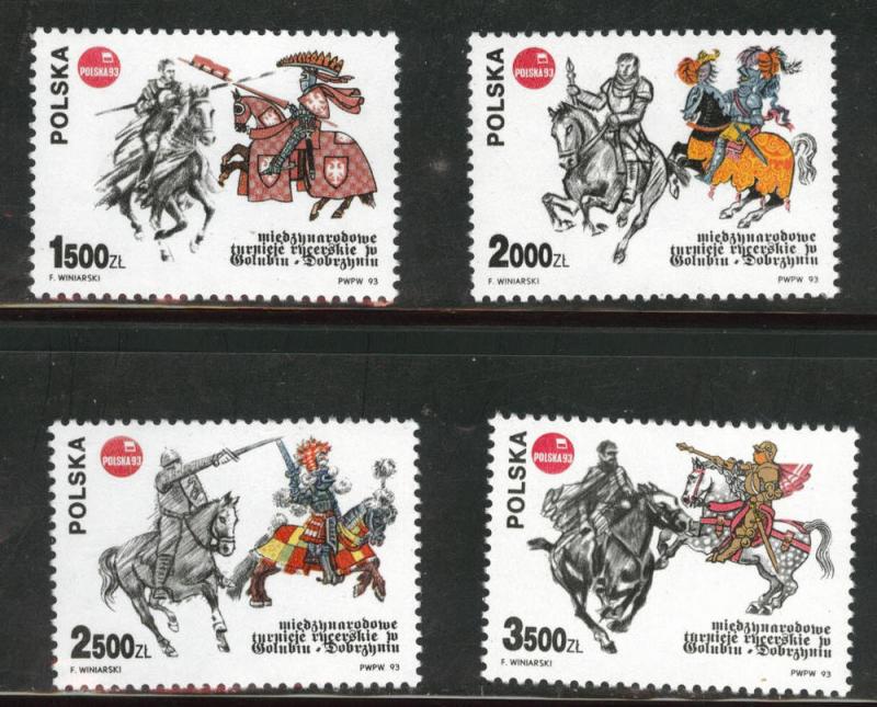 Poland Scott 3146-49 MNH** 1993 Midieval Knight set