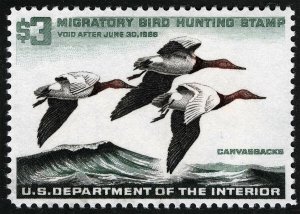 US Sc RW32 $3.00 1965 MNH Original Gum Duck Hunting Permit Stamp