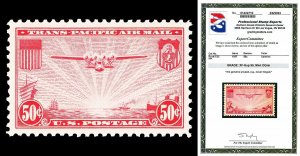 Scott C22 1937 50c China Clipper Airmail Mint Graded XF-Sup 95 NH with PSE CERT!