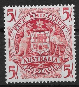 AUSTRALIA SG224ab 1951 5/= CLARET ON THIN PAPER MTD MINT (p)