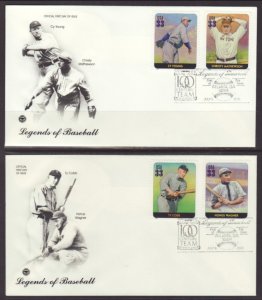 US 3408a-t Baseball Legends PCS S/10 U/A FDC