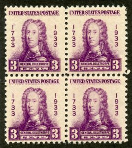 United States Scott 726 MNHOG Block of 4 - 1933 Gen. Oglethorpe Issue-SCV $2.60