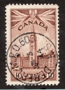 1944 Canada #257 - Canceled Sock on Nose Derbert NS Military Post Office