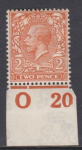 N19(4) 2d Pale Orange Royal Cypher control O20 Imperf wmk type III(3) M/M