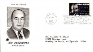 FDC 2005 SC #3906-3909 John Von Neumann  - New Haven, CT - Single - J2906