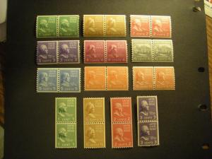 PREXIE COIL PAIRS COMPLETE, Scott 839 - 851, MNH Beauties, CV $72