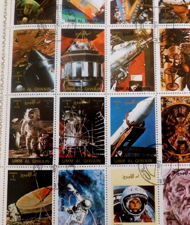 Umm Al Qiwain History of Space Sheet, 16 different stamps, Mint/NG/F