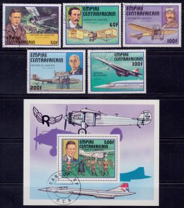 Central Africa, 1977, History of Aviation, with s/s, sc#297-302 used,++