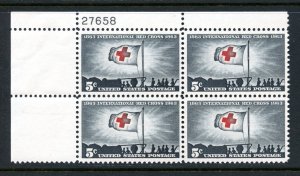 SCOTT  1239  RED CROSS  5¢  PLATE BLOCK  MNH  SHERWOOD STAMP