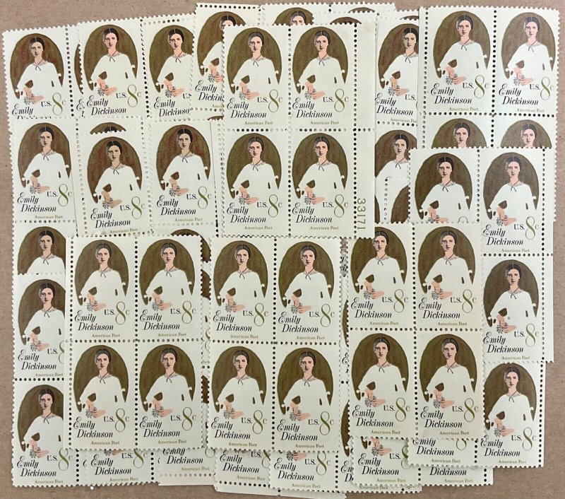 1436 Emily Dickinson, Poet  100 MNH 8 c stamps FV $8.00  1971