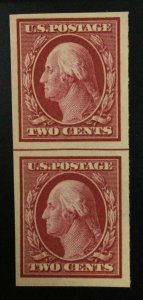 MOMEN: US STAMPS #384 LINE PAIR MINT OG H LOT #51269