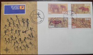 O) 1976 SOUTH WEST AFRICA, ELEPHANTS, PREHISTORIC ROCK PAINTING, RHINOCEROS, ANT