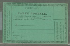 Martinique  1900 Formular postal card, green