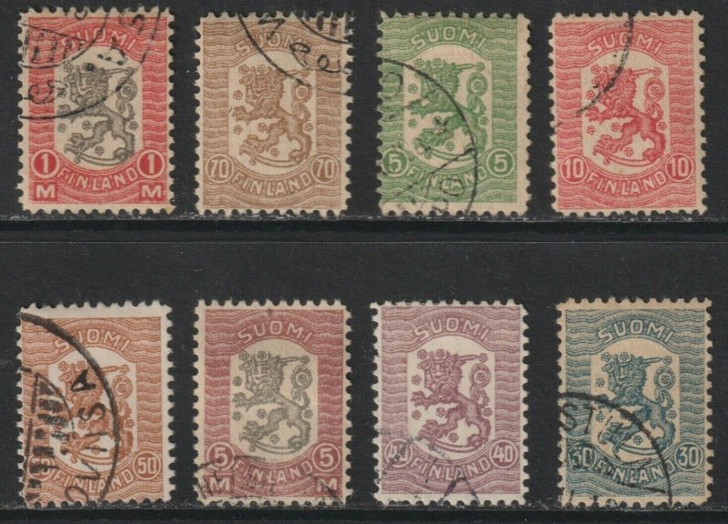 Sc# 111 / 118 1918 Finland Arms of the Republic Vasa issue used set CV $173.75