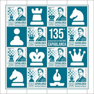 DJIBUTI - 2023 - Jose Raul Capablanca - Perf 8v Sheet - Mint Never Hinged