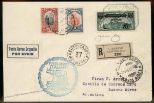 San Marino 20L Graf Zeppelin Italy 2nd SAF 2 Flights Cover Expertized Arge 92167