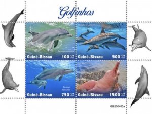 Guinea-Bissau - 2020 Dolphins, Bottlenose, Spinner - 4 Stamp Sheet - GB200405a