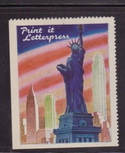 USA Advertising Stamp - Print It Letterpress, Statue of Liberty - MH