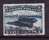 Newfoundland-Sc#40- id19-used 5c blue Harp seal-1876-