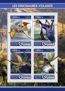 Guinea - 2017 Flying Dinosaurs - 4 Stamp Sheet - GU17223a