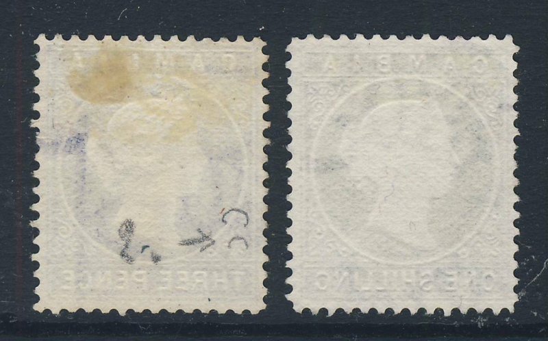 GAMBIA Queen Victoria 1880-81 Wmk Crown CC Sideways SG 14A & 19A MINT No GUM