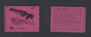GB #DQ72 August 1973 30p British Birds Machin booklet  CV £5.50