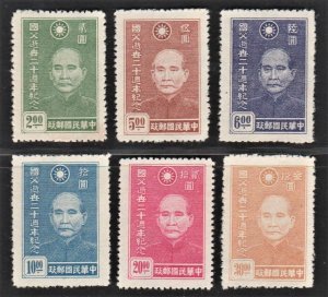 China 1945 20th Annive., Death of National Father SYS (6v Cpt) MNH