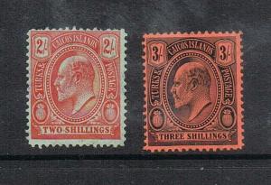 Turks & Caicos Islands 1909 Sc 21,22 MH