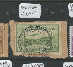 NEW GUINEA (P2606B) 1/-  BULOLO AIRPLANE SG 221  CDS ON PIECE VFU