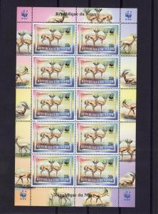 Niger 1998 W.W.F.Dorcas Gazelle 4 Mini-Sheetlets of 10 MNH PERFORATED  Sc#983/86