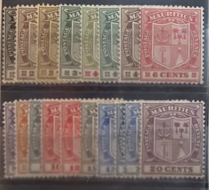 DP Stamps Mauritius 1921-1926 SC 161-178 Mint Set