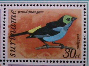 SURINAM-1977- AMPLHILEX'77 STAMP SHOW-LOVELY SONG BIRDS -MNH S/S VERY FINE