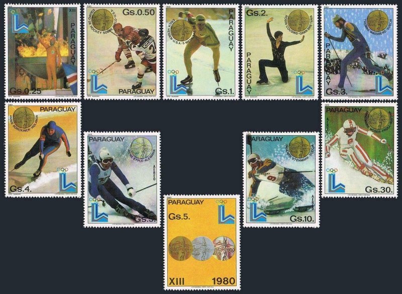 Paraguay 1985-1988, 1988A, MNH. Mi 3347-3356, Bl.360. Olympics Lake Placid-1980.