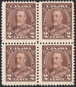 Canada SC#218 2¢ King George V Block of Four (1935) MNH