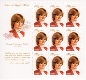 Tanzania 1998 PRINCESS DIANA Sheet Perforated Mint (NH)