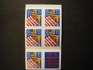 Scott 2921d, 32c Flag over Porch, FOLDED pane, MNH Beauty