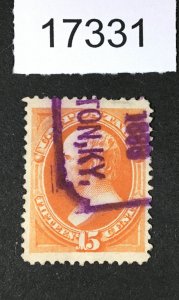 MOMEN: US STAMPS  # 189 PURPLE CANCEL JUMBO USED $28+ LOT #17331