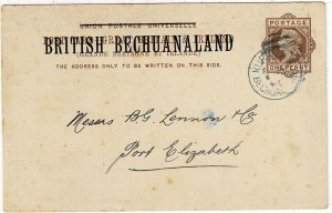 British Bechuanaland 1891 Kuruman cancel on postal card to South Africa