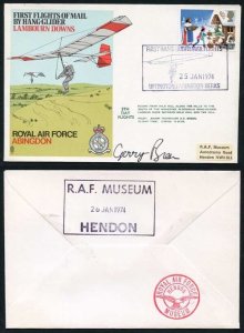 C29f First Flight of Mail by Hang-Glider Lambourn Downs Pilot signed